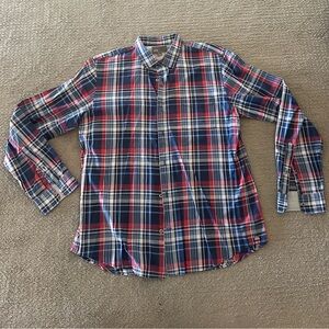 Vince Men's Casual Plaid Shirt - Red, White, and Blue
